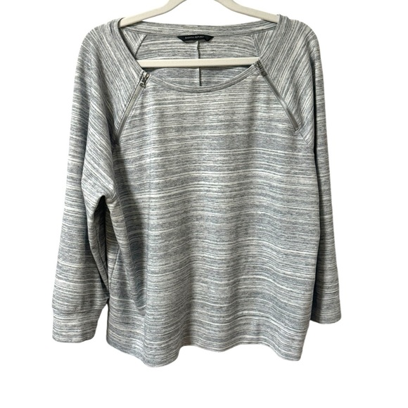 Banana Republic Tops - Banana Republic Top with Zipper Detailing Grey White Womens XL Stretch Casual